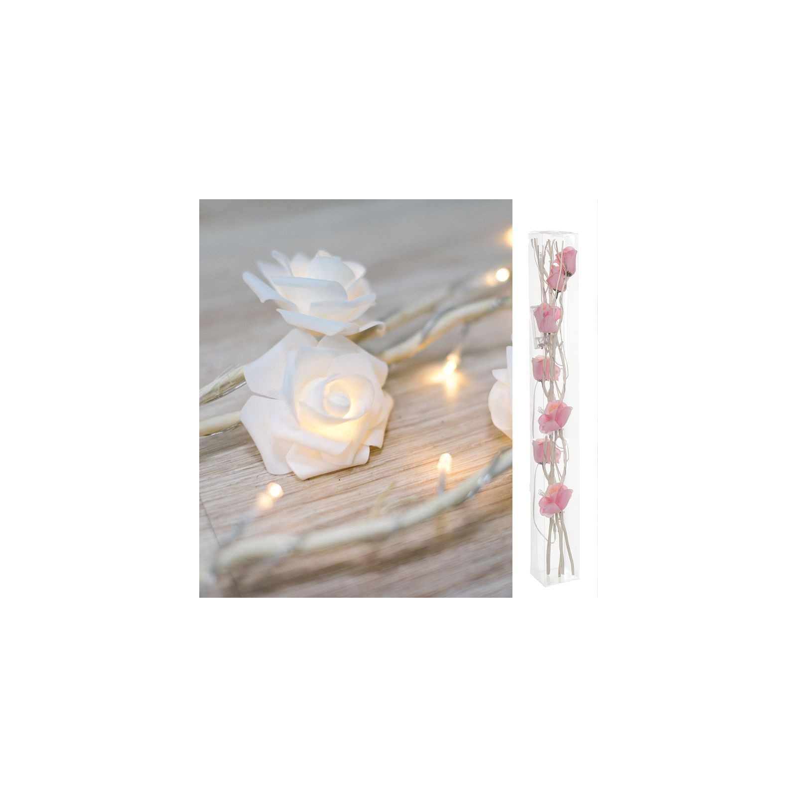 Rami 30 led 120cm fiori rosa 3xaa