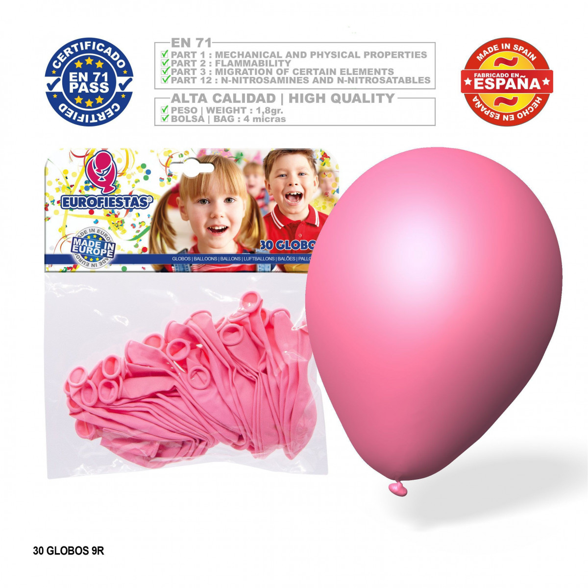 Pacchetto palloncini rosa 9r 30 unità