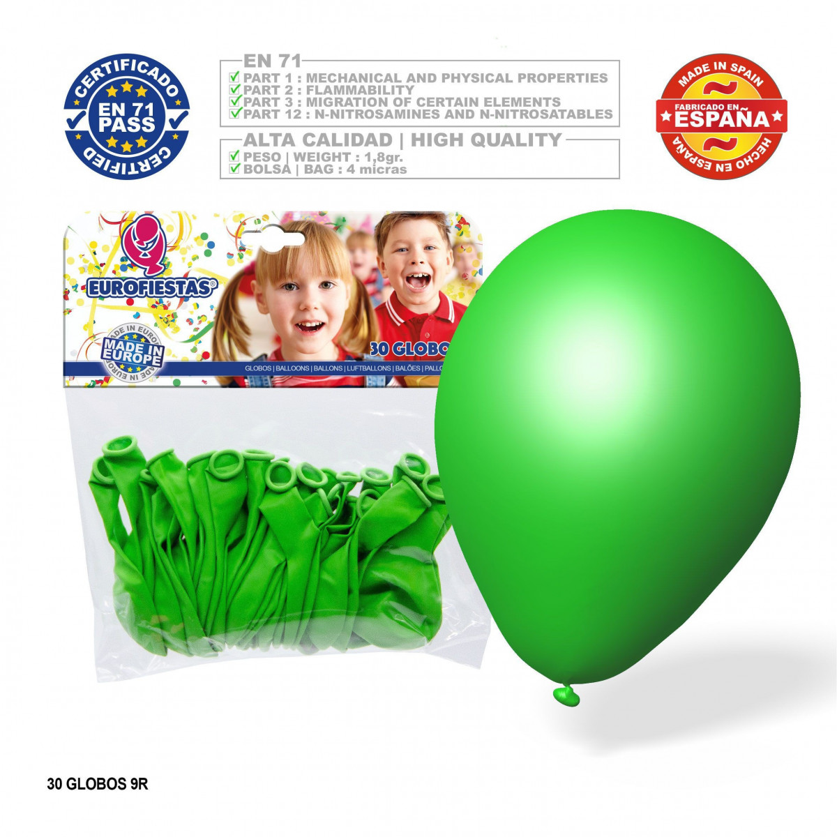 Pacchetto di palloncini verdi 30u