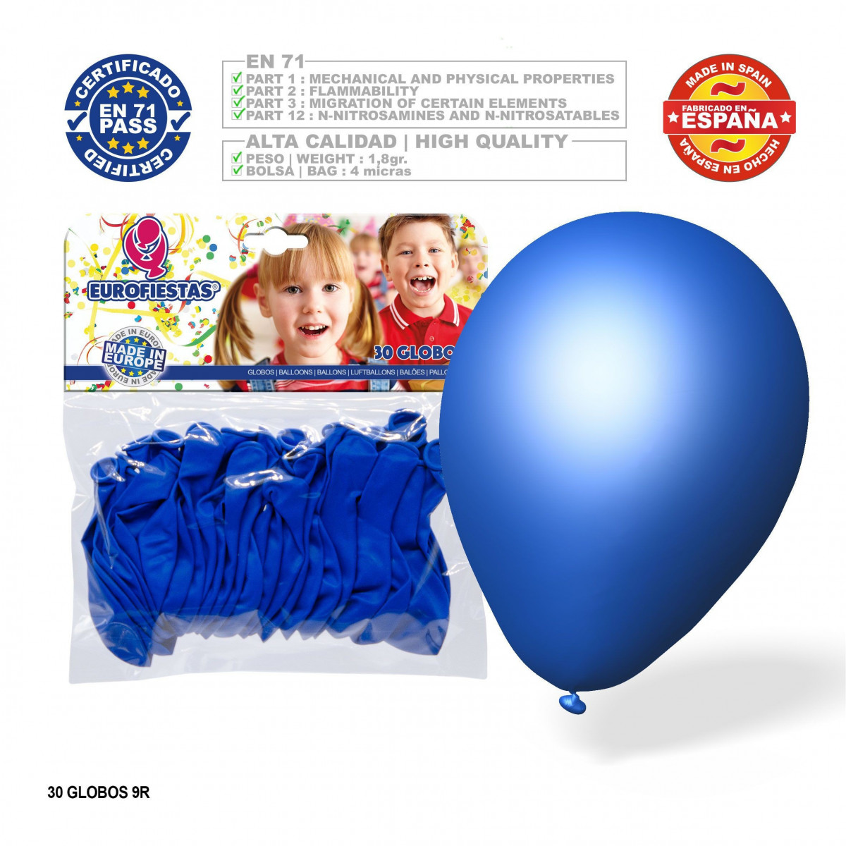 Pacchetto di palloni blu medio 9r 30 unità