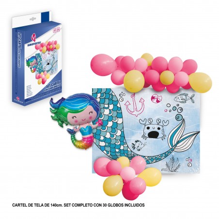 Cartello di stoffa con palloncini sirena