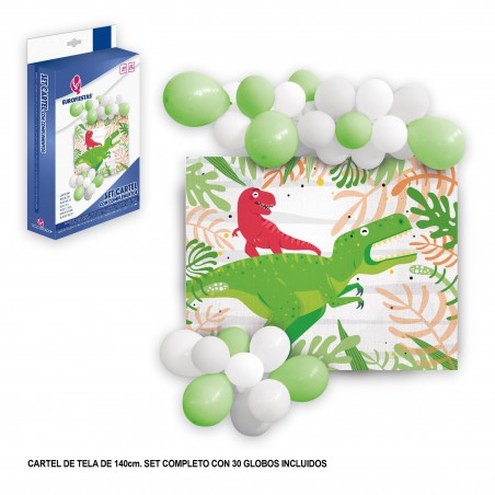 Poster in tessuto con palloncini di dinosauri