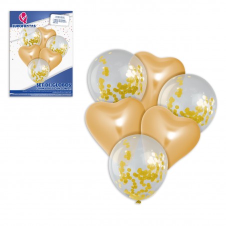 Set di palloncini cuore cromato oro