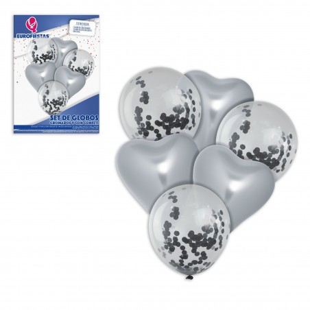 set palloncini foil forma corona blu argento