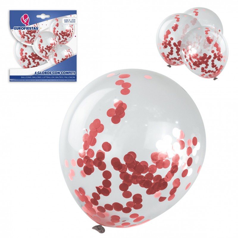 Confezione di palloncini in lattice con 4 coriandoli rose gold