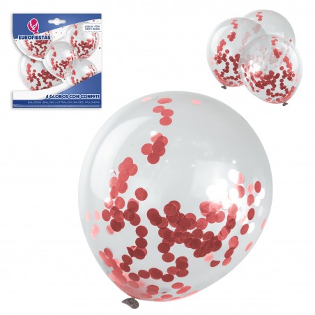 Confezione di palloncini in lattice con 4 coriandoli rose gold