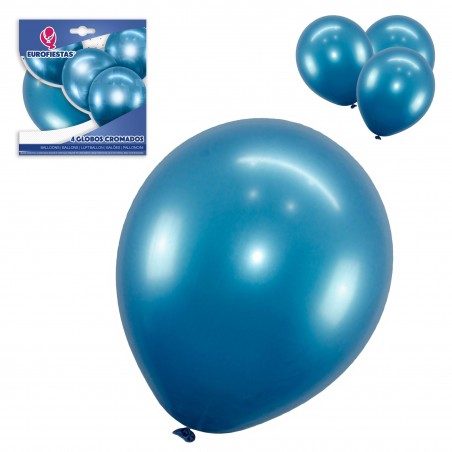 Confezione di palloncini cromati 4 blu