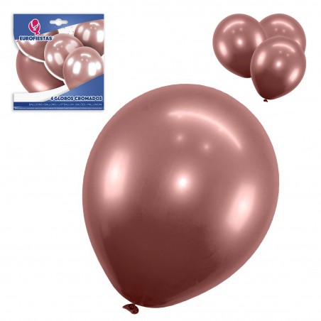 Confezione di palloncini cromati 4 oro rosa