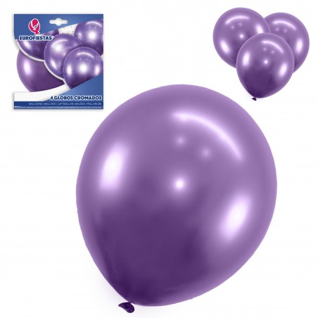 Confezione di palloncini cromati 4 viola