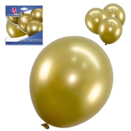 Confezione di palloncini cromati 4 dorati
