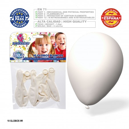 Pacchetto di palloncini bianchi 9r 10 unità