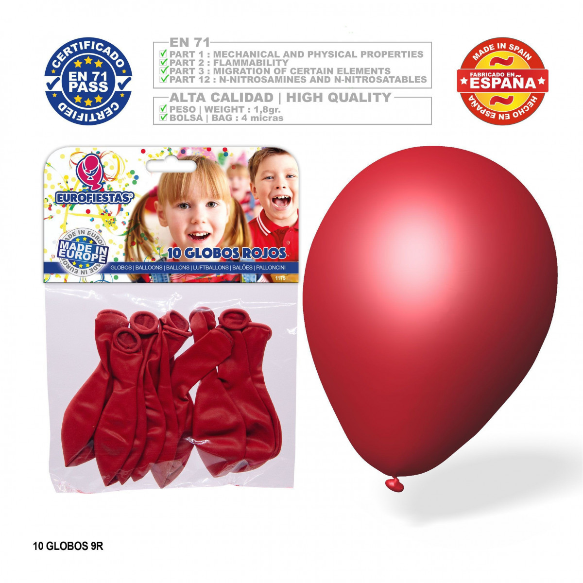 Palloncino rosso 9r 10 unità