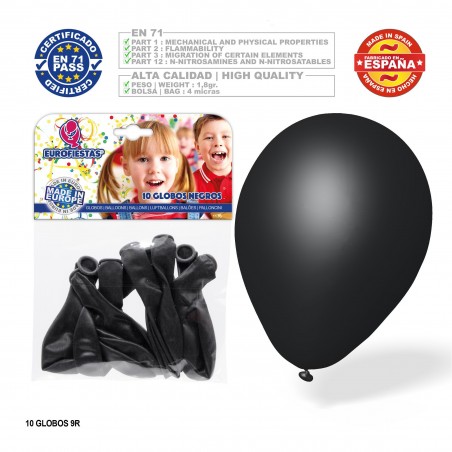 Pacchetto di palloncini neri 9r 10 unità