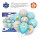 Set palloncini felice compleanno celeste e bianco