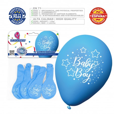 Pacco palloncini baby boy 6 celeste