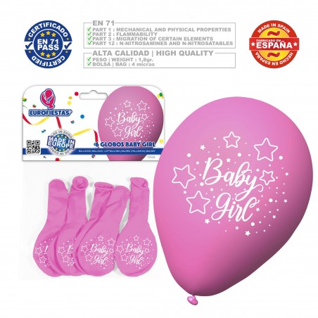 Confezione di palloncini per neonata 6 rosa
