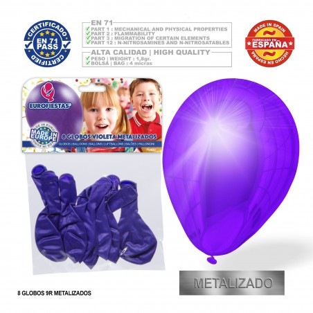 Palloncino viola metallizzato 9r 8 unità