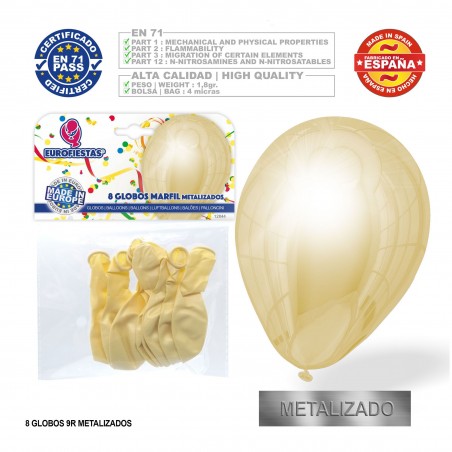 Pacchetto di palloncini metallici avorio 9r 8 unità