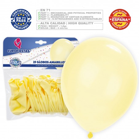 Confezione di palloncini pastello 30 cm gialli 25