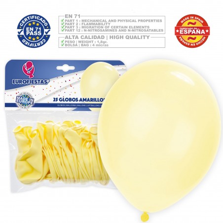 Pacco di palloncini pastello 30cm giallo 25