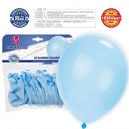 Confezione palloncini pastello 30cm azzurro 25