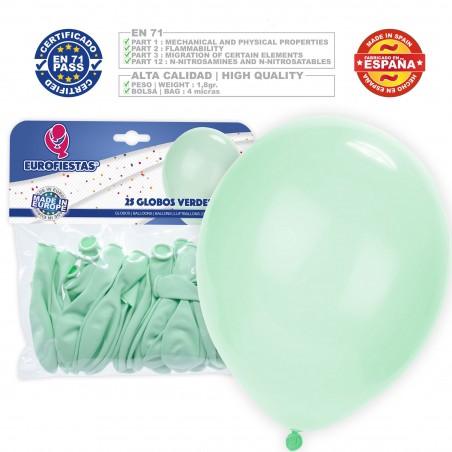 Confezione di palloncini pastello 30 cm verdi 25