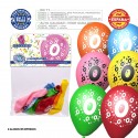 Palloncino colori assortiti 9r numero 0 stampato 6 unità