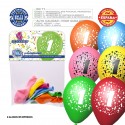 Pacco di palloni assortiti colori 9r numero 1 stampato 6 unità