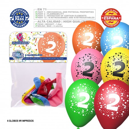 Pacchetto di palloni colorati assortiti 9r numero 2 stampato 6 unità