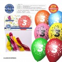 Pacchetto di palloncini colori assortiti 9r numero 3 stampato 6 unità