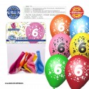 Pacchetto di palloncini assortiti colori 9r numero 6 stampato 6 unità
