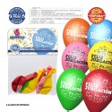 Pacco palloni colori assortiti 9r felice pensionamento stampato 6 unità