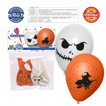Confezione di palloncini con faccia da strega di Halloween 6