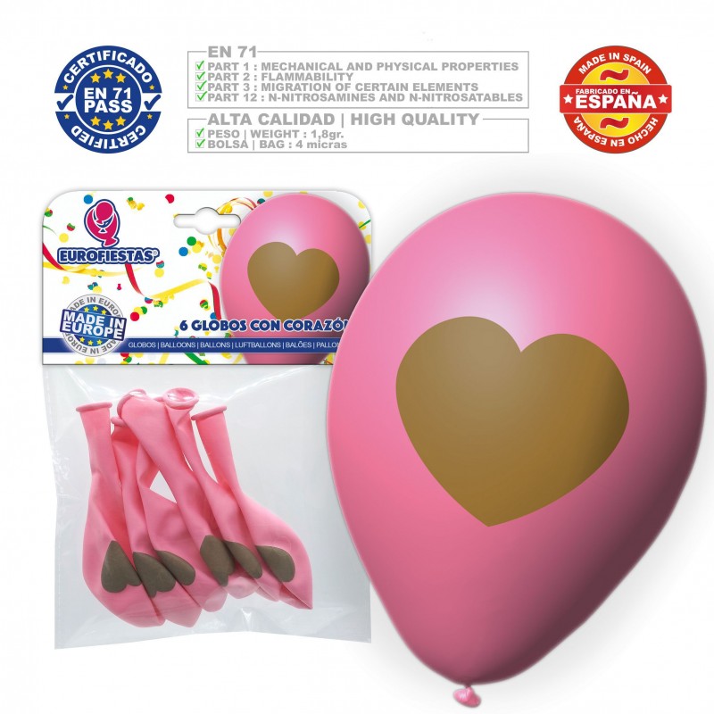 Pacchetto di palloncini rosa con cuore 6