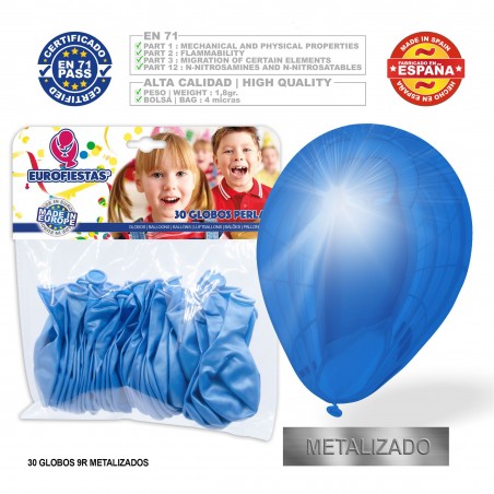 Pacchetto palloncini celeste metal 30u