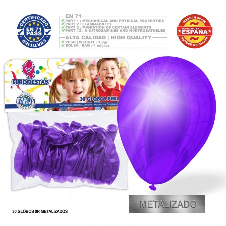 Confezione di palloncini viola in metallo 30u
