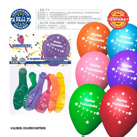 Confezione di palloncini congratulazioni 6 assortiti