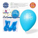 Pacco di palloncini felice compleanno 6 celeste
