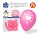 Pacco palloncini felice compleanno 6 rosa