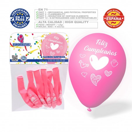 Confezione di palloncini buon compleanno 6 rosa