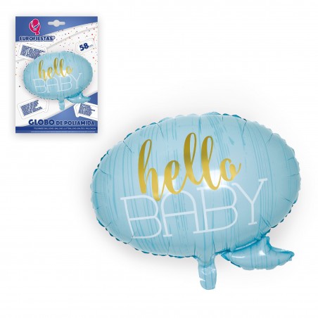 hello baby palloncino foil azzurro 58x54cm