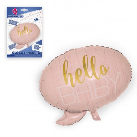 Palloncino foil rosa hello baby 58x54cm