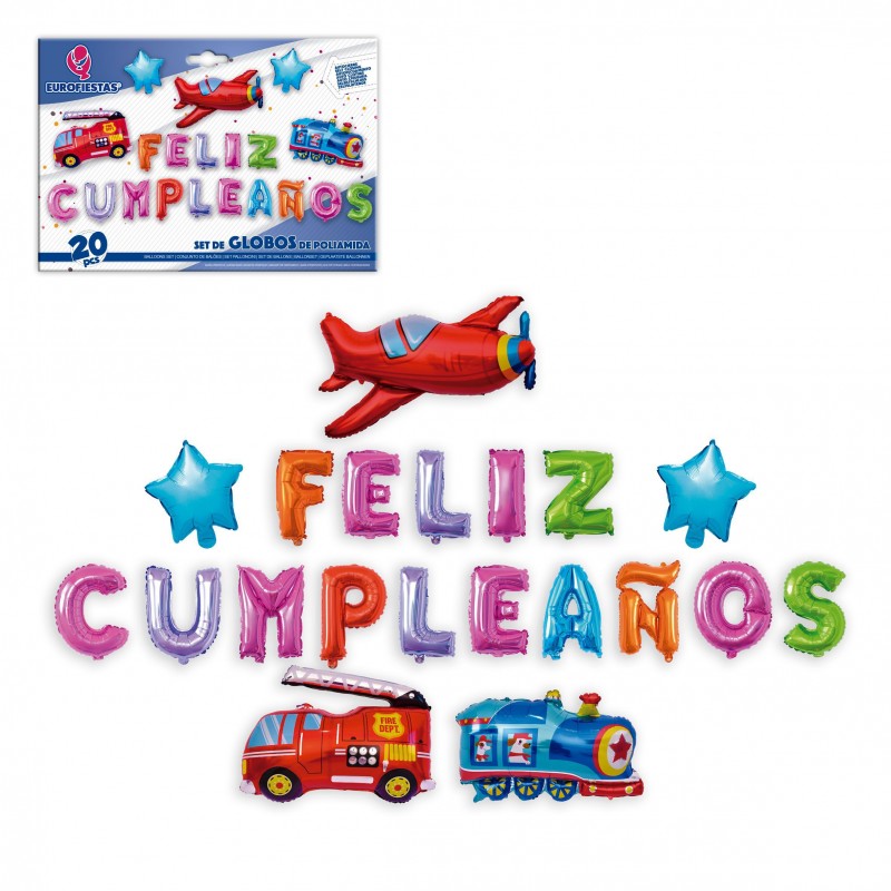 Set palloni poliamidici felice compleanno veicoli