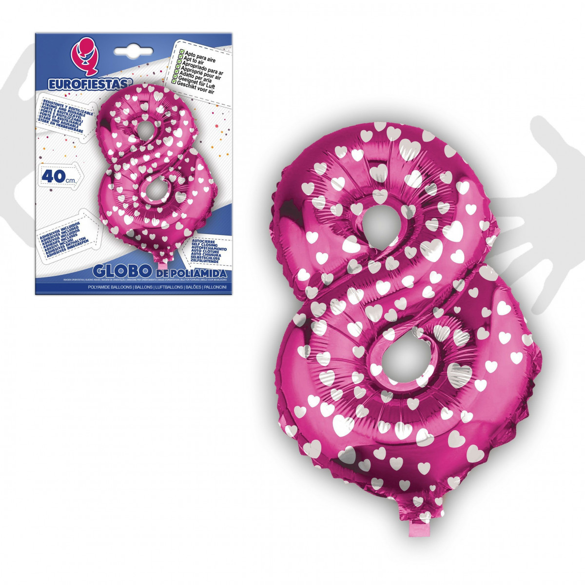 Pallone in poliamide 8 rosa 40cm