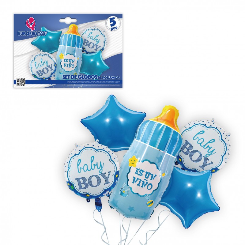 Set palloncini in poliamide per neonati maschi biberon
