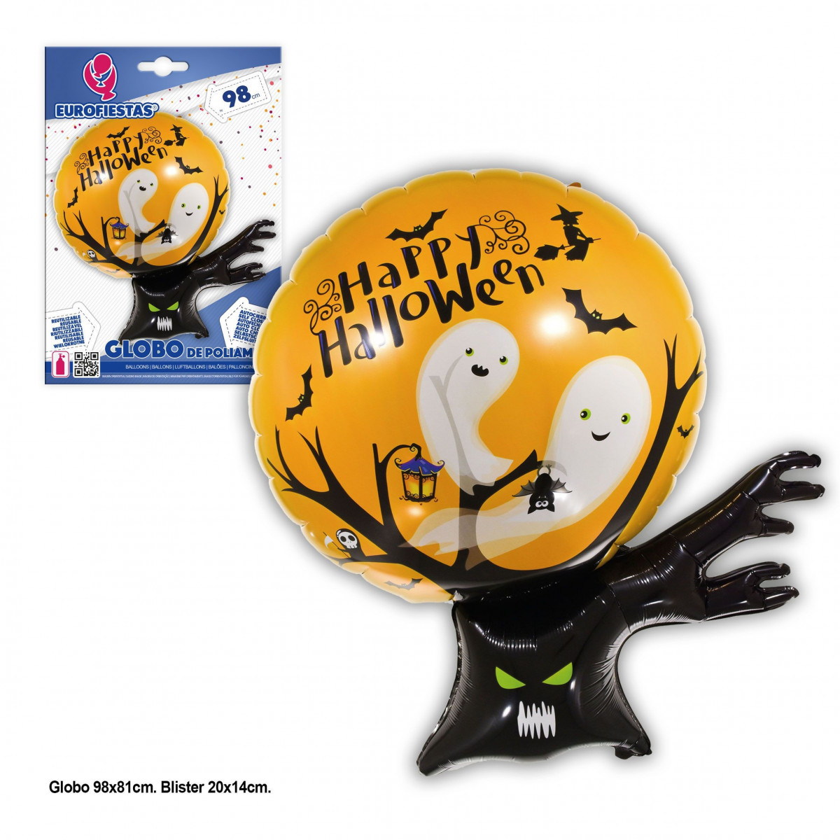 Palloncino in poliammide 98x81cm albero di Halloween
