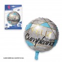 Globo poliamida felice compleanno linee blu 45cm
