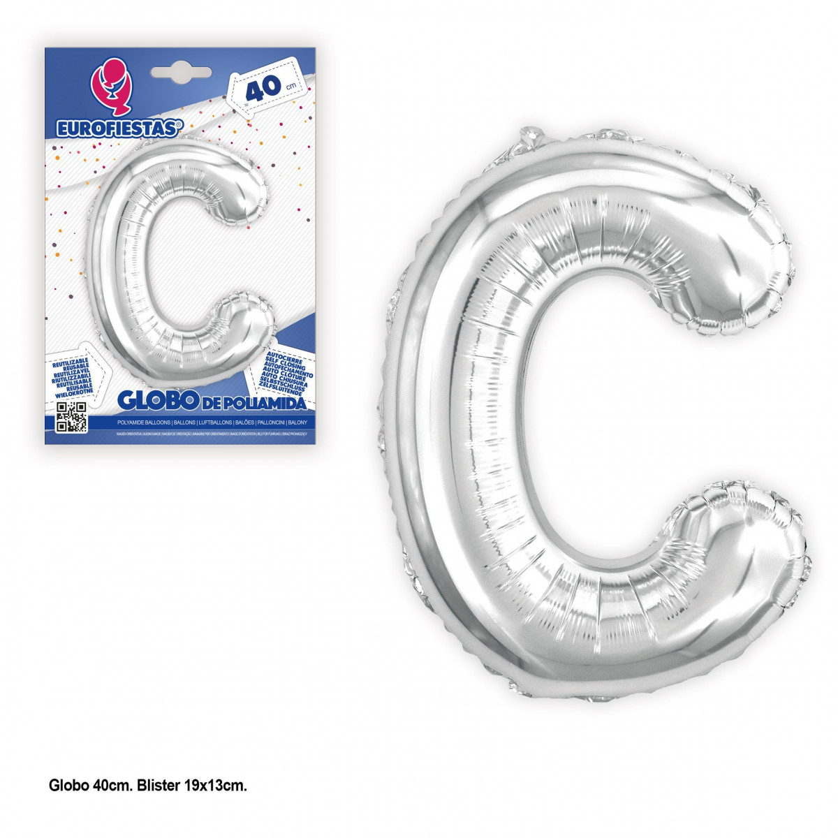 Palloncino in poliammide da 40 cm. argento lucido c