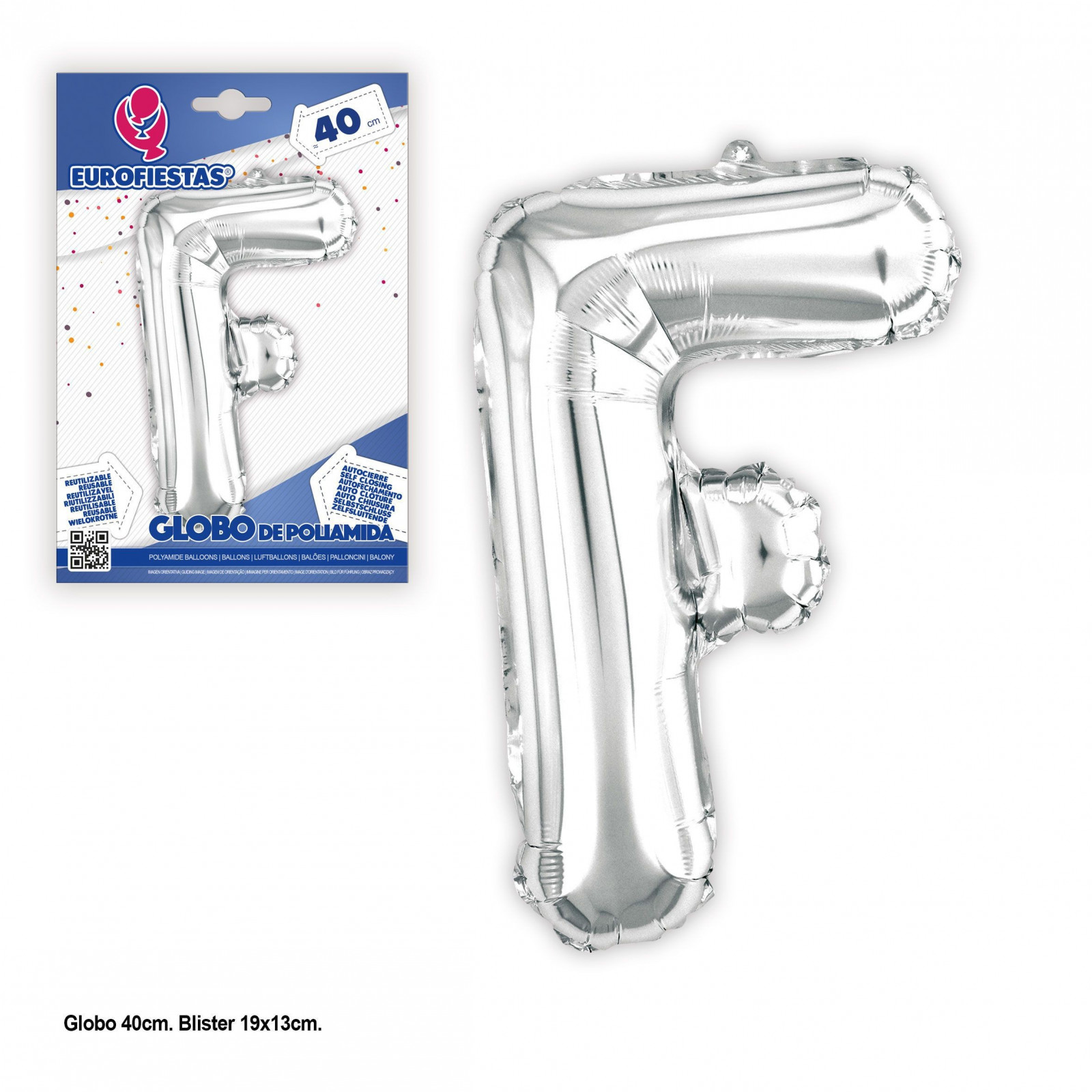 Globo in poliamide 40cm. argento lucido f