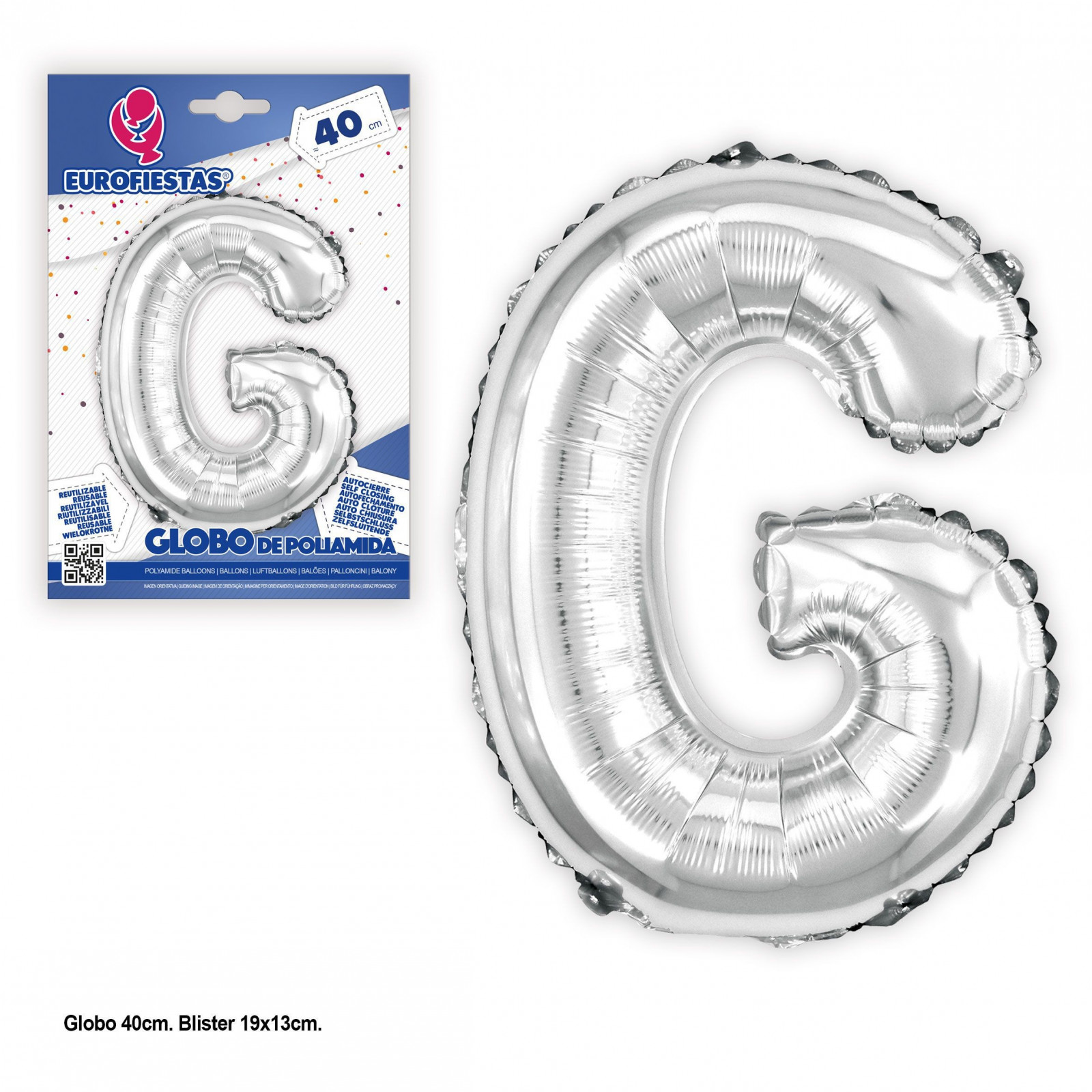 Palloncino in poliammide da 40 cm. argento lucido g